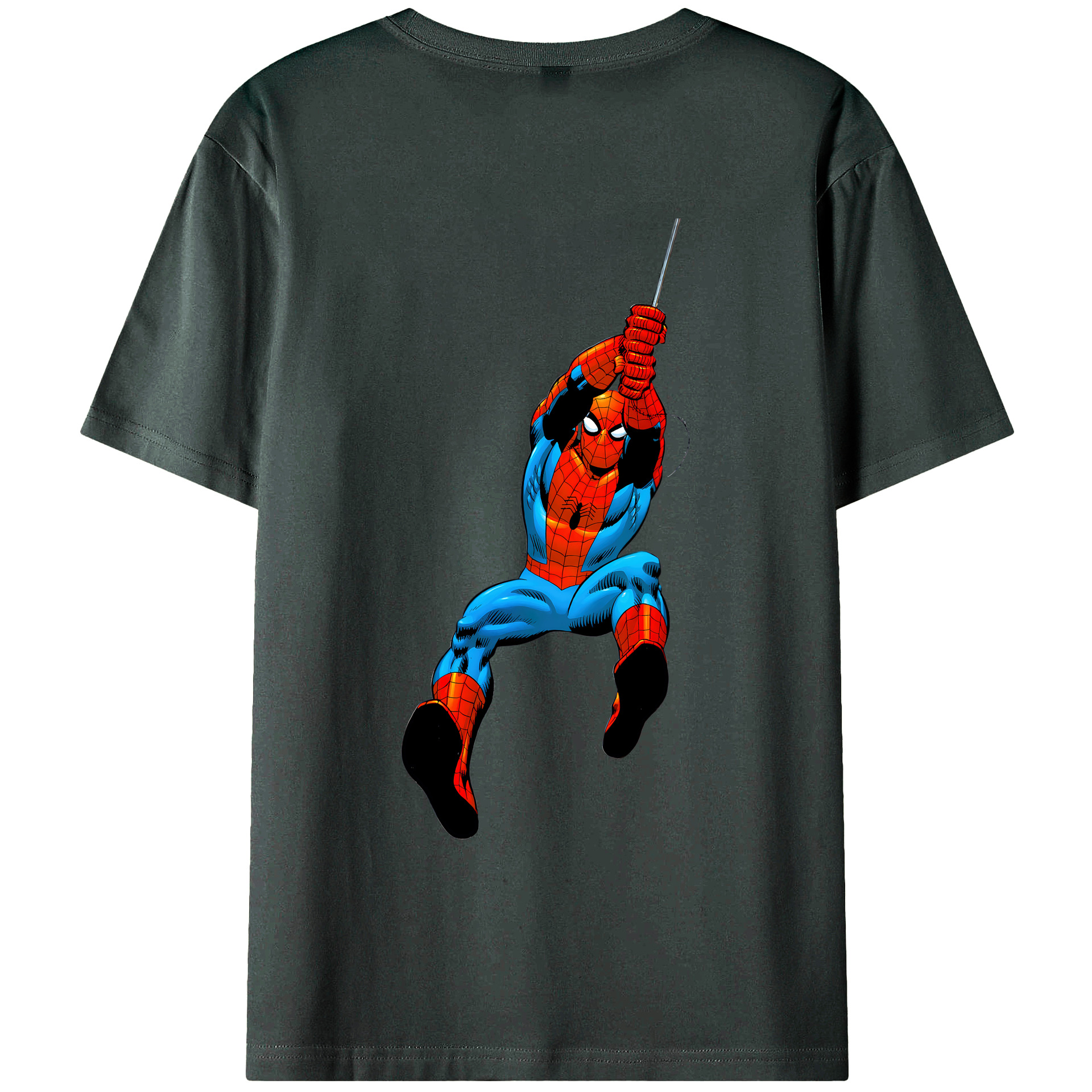 （画像用） Spider Man スパイダーマン 綿100％ メンズ半袖Tシャツ（バックプリント） 通気性